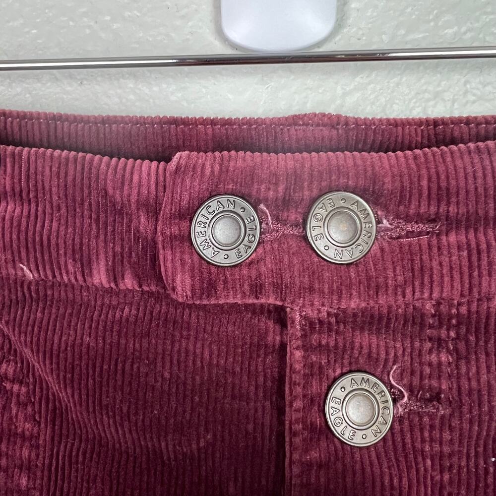 American Eagle Sz 12 X-Short Maroon Corduroy Curvy Hi-Rise Jegging Button Fly - Picture 4 of 10